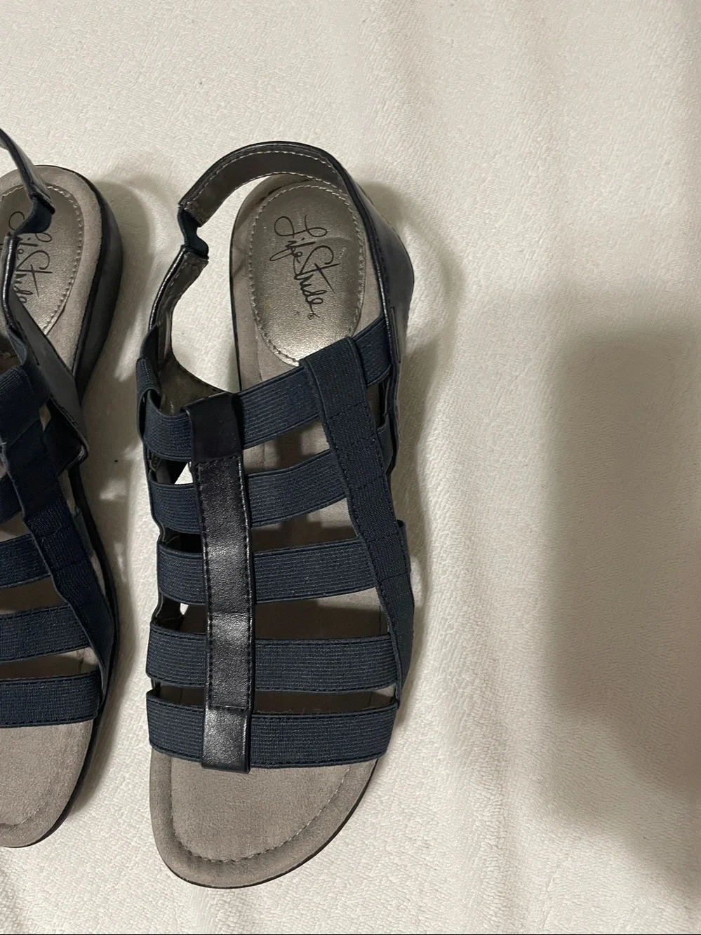Life Stride Navy Strappy Elastic Band Women's Sandals